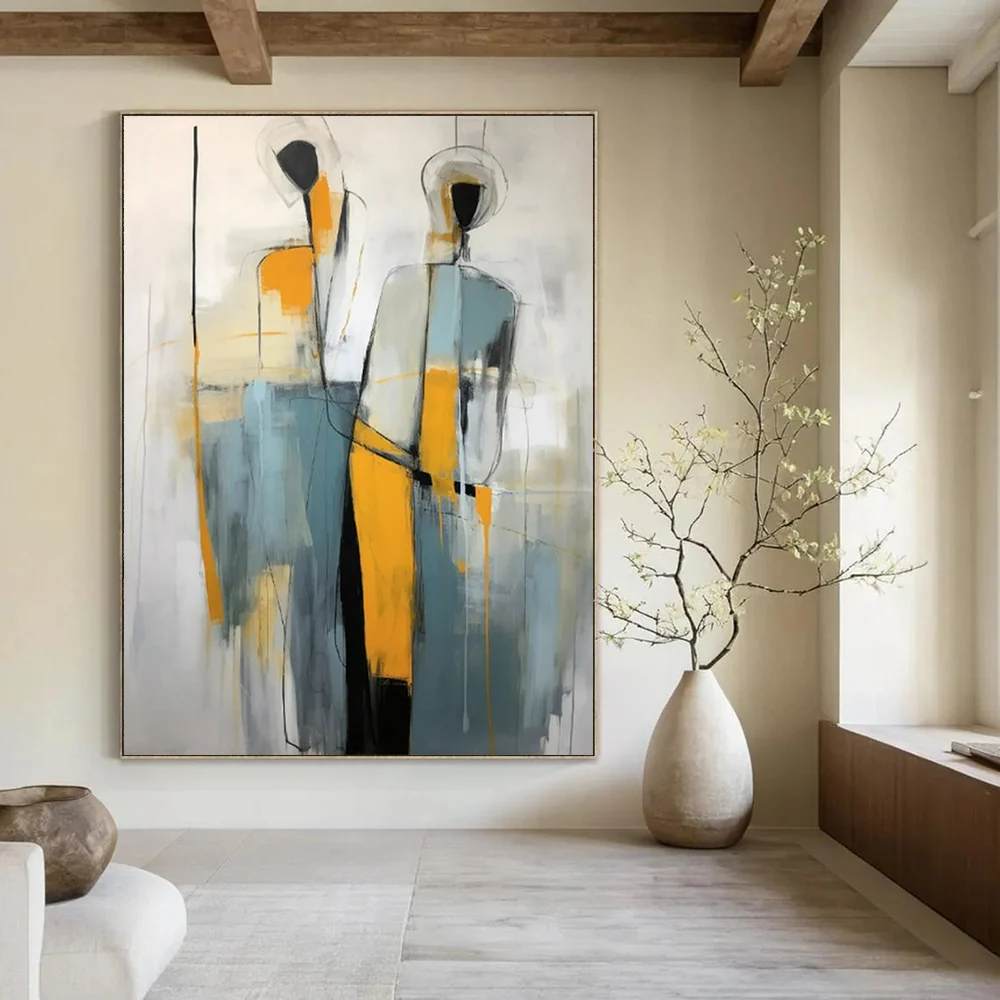 Blue Original Figure Expressionist Abstract Artwork 4YL2U